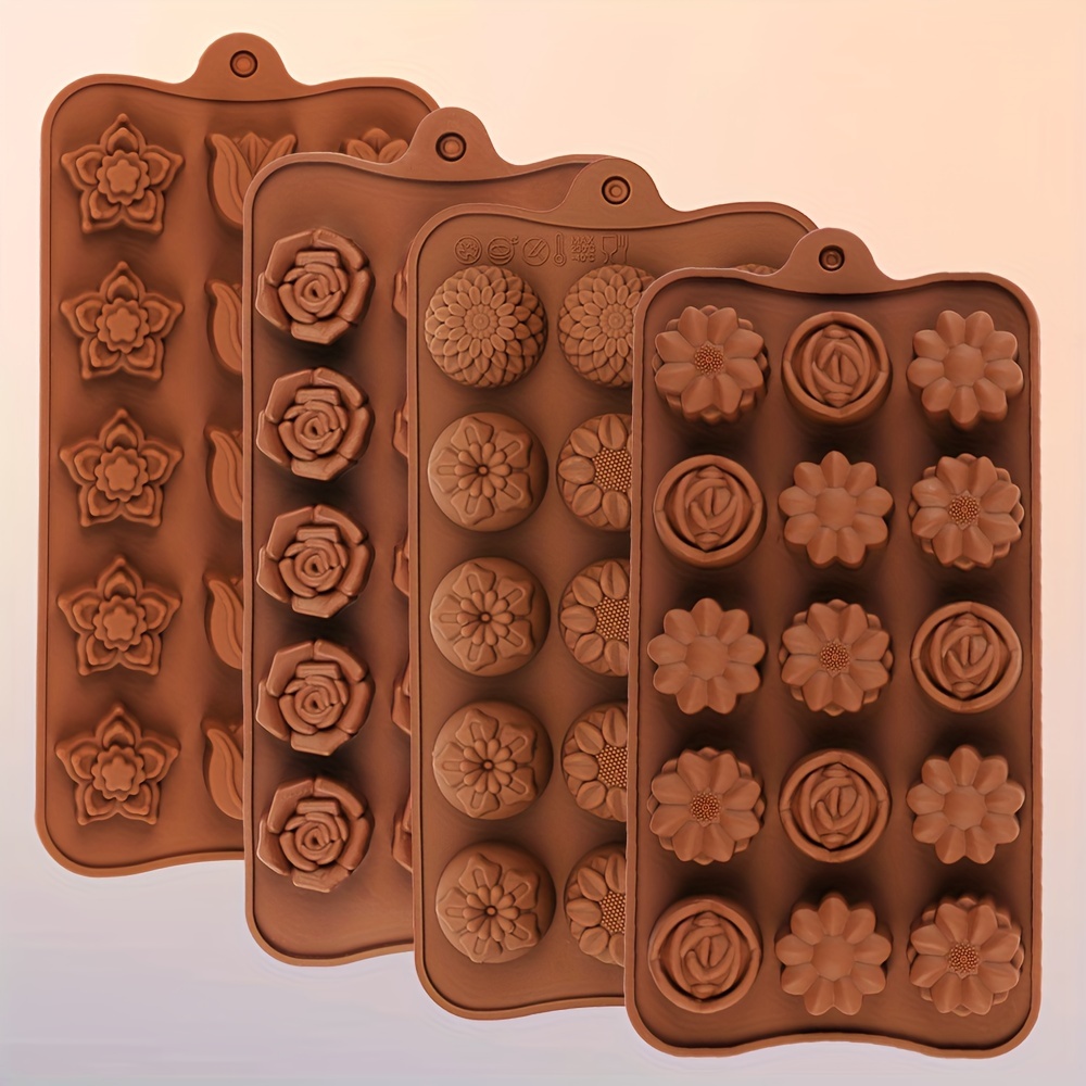 Kitchen Accessories For Baking - 4 Flower-Shaped Chocolate Candy Molds Made
