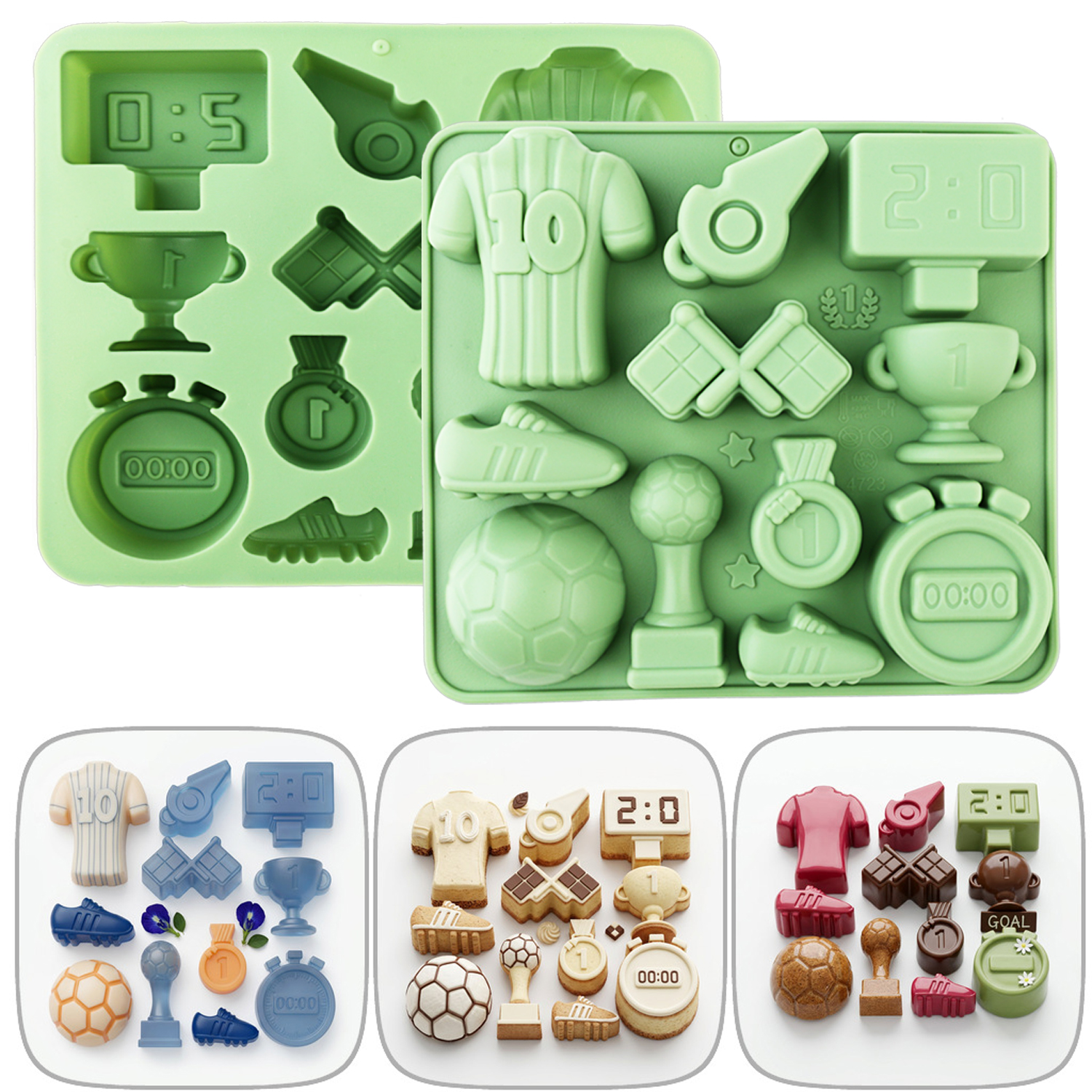 Kitchen Accessories For Baking - 1 Green Football-Themed Silicone Baking Mold,