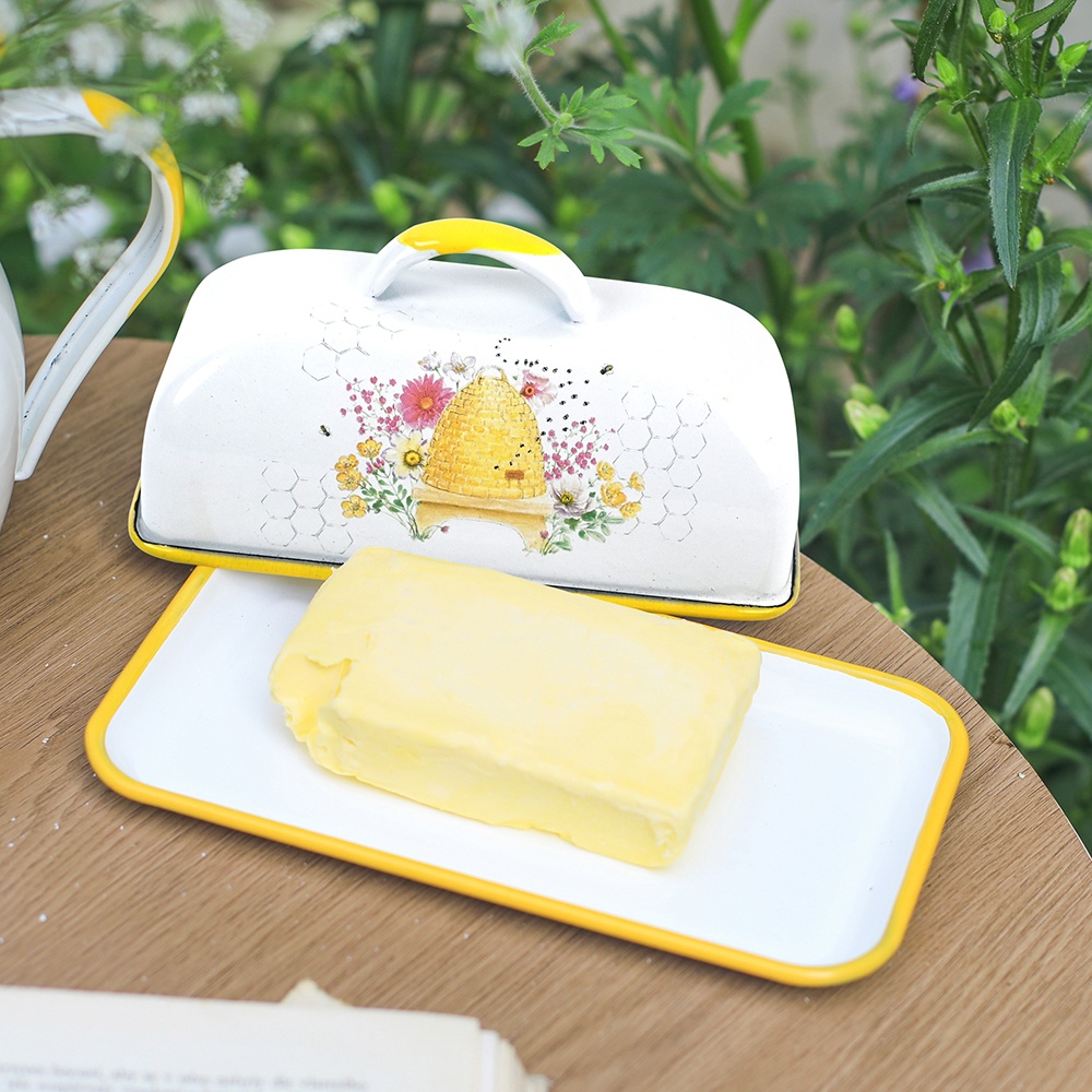 Kitchen Baking Tray Organizer - Menschy Enamel Butter Dish Cheese Preservation