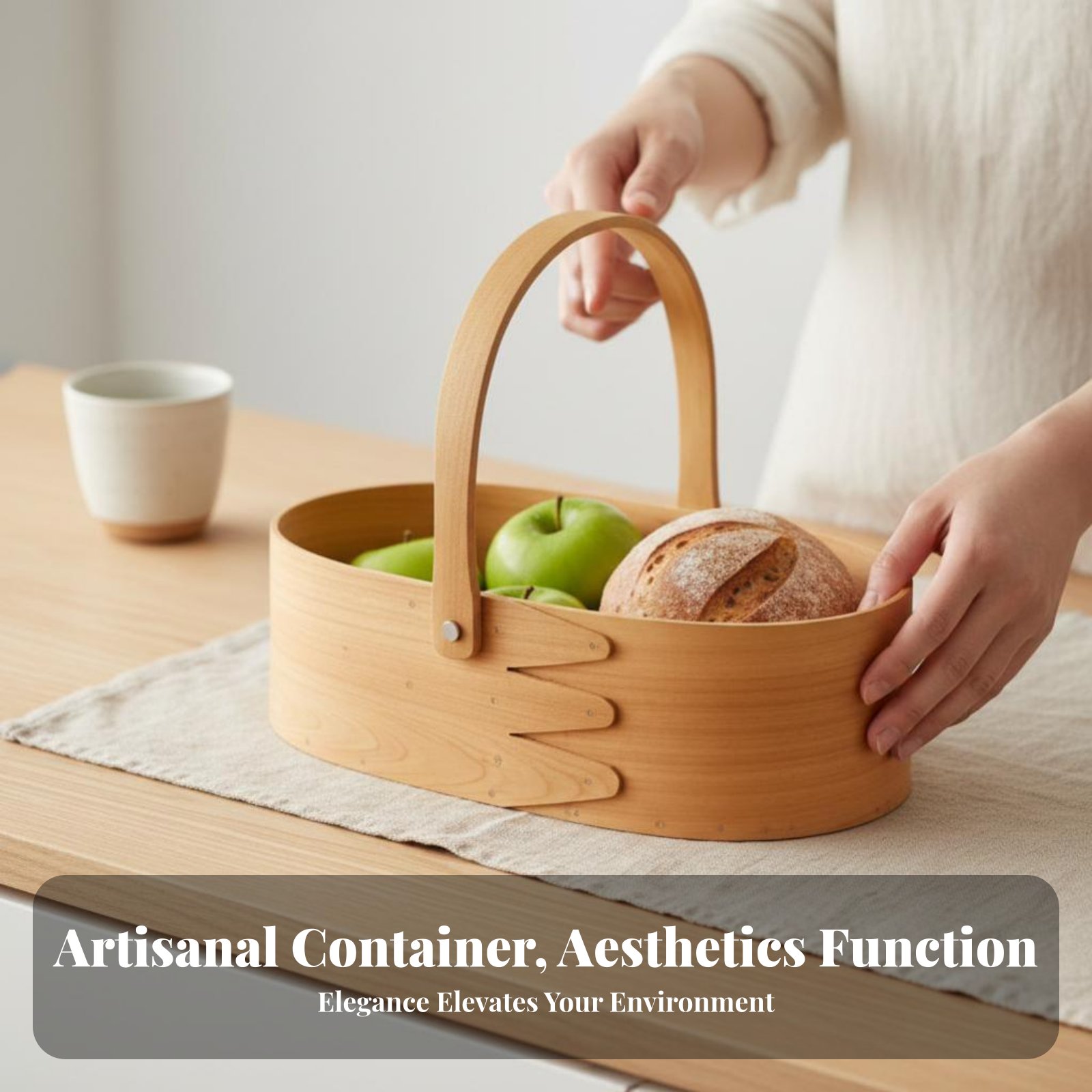 Kitchen Tools For Baking - Handled Wood Chip Container Japanese Carry-Type