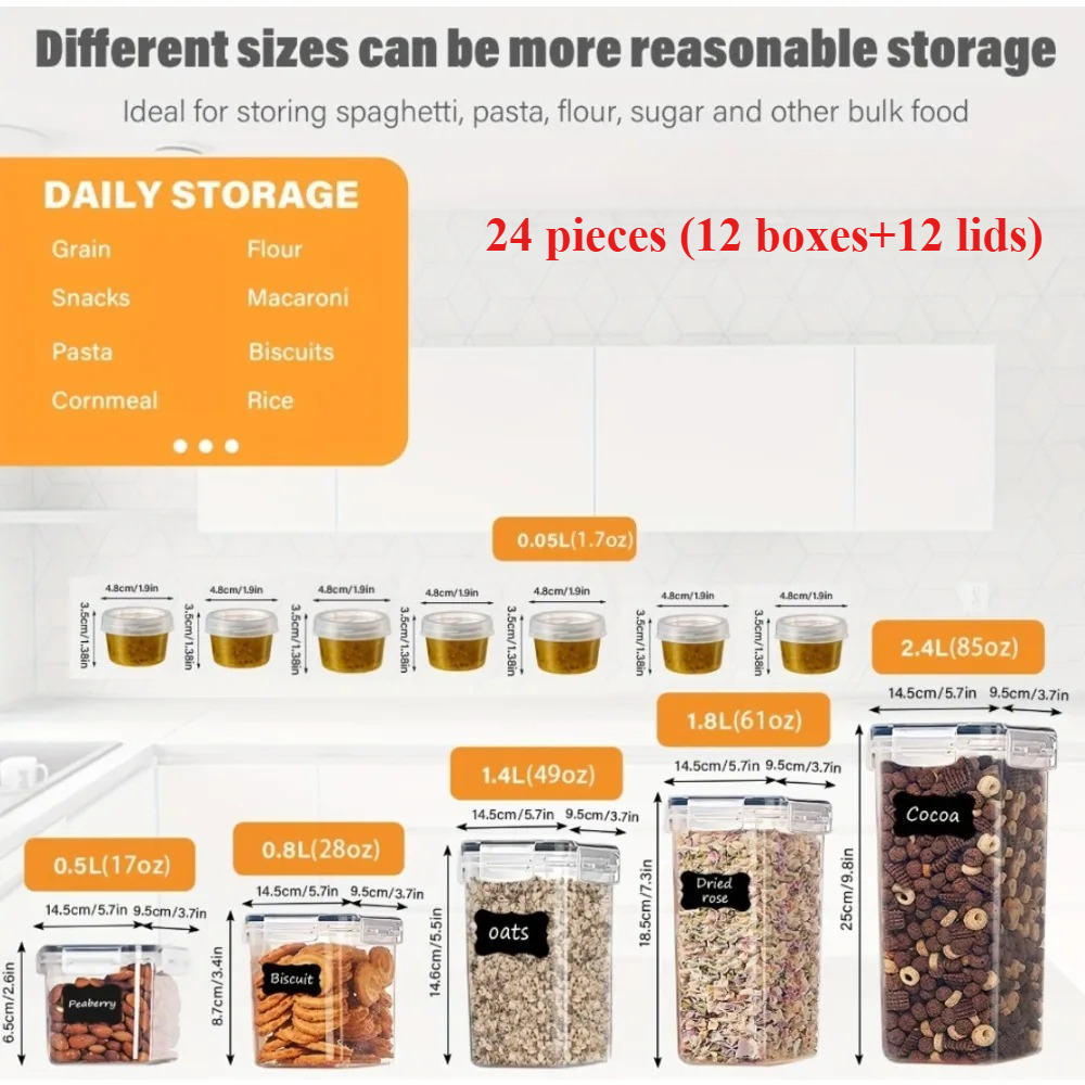 24Pcs Food Storage Containers  - Kitchen Baking Tray Organizer ulasan dan harga