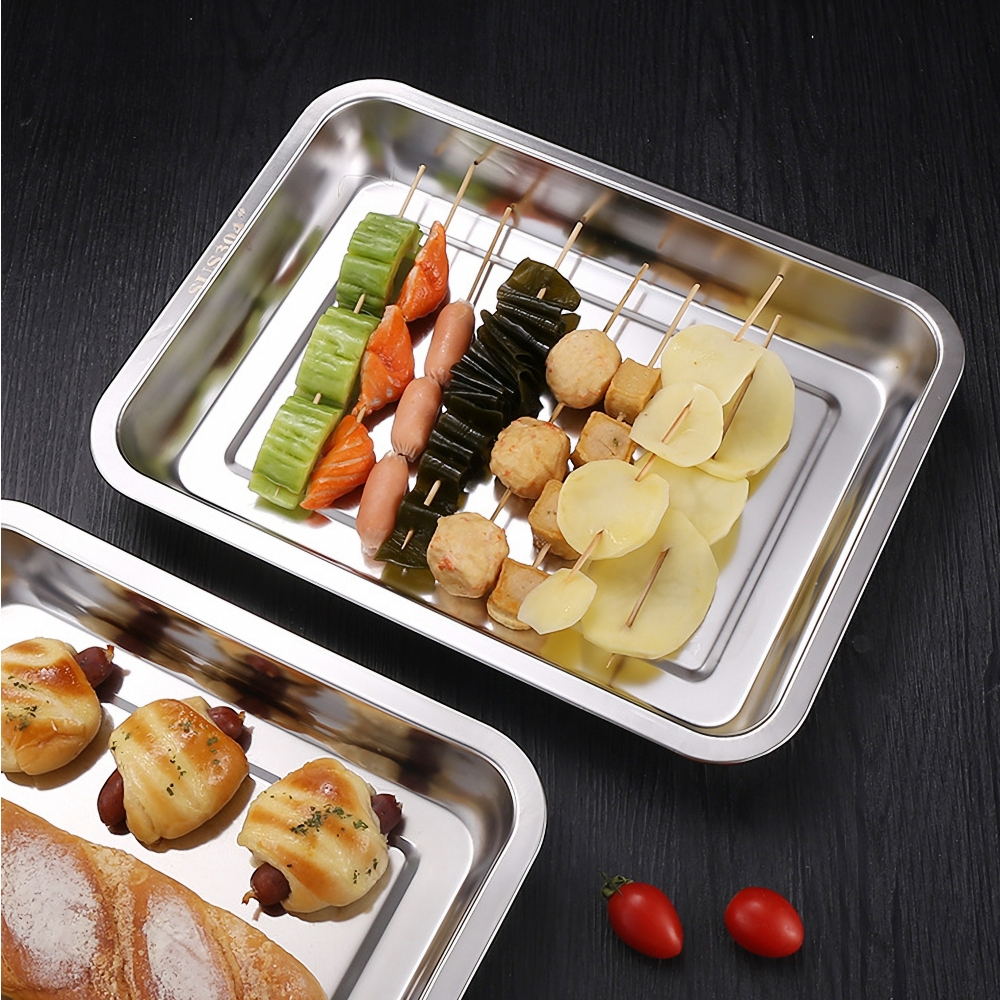 1PCS Stainless Steel Food Deep - Kitchen Baking Pan Storage ulasan dan harga