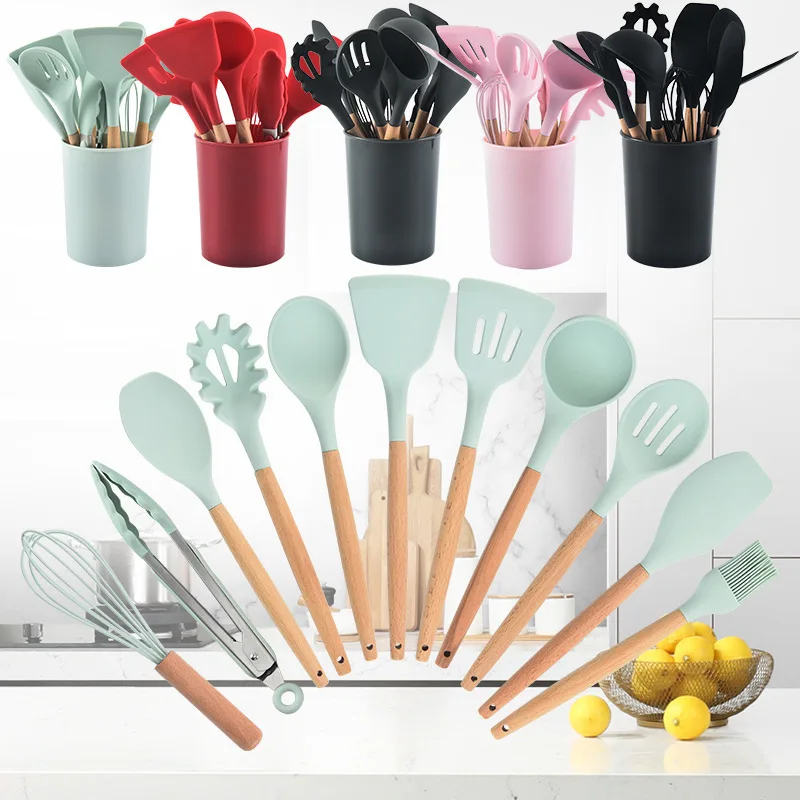 For 12-piece Set Wooden Handle - Kitchen Baking Pan Storage ulasan dan harga