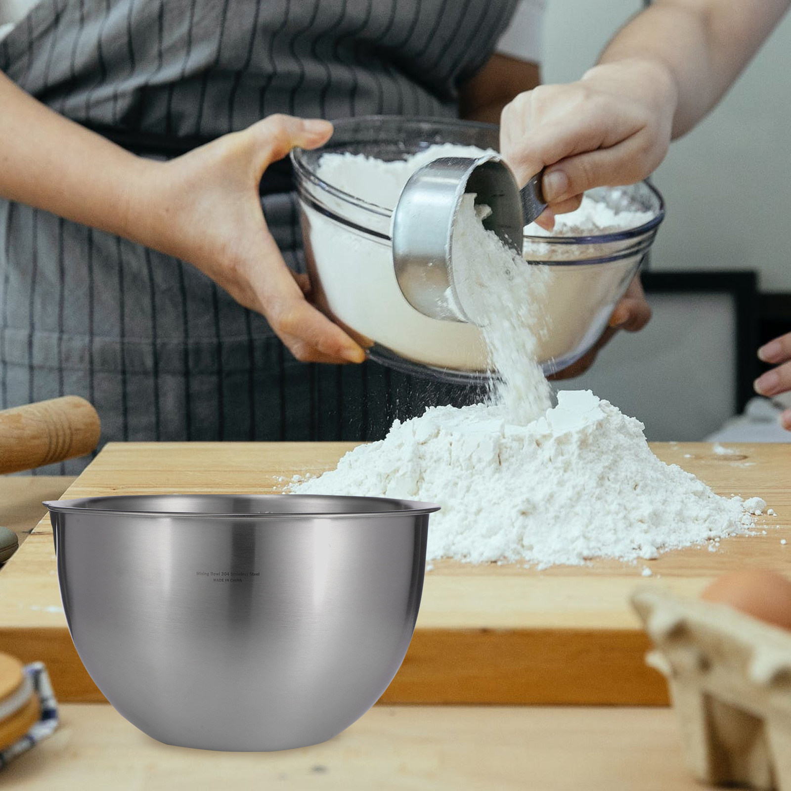 Stainless Steel Mixing Bowl De - Kitchen Baking Pan Storage ulasan dan harga