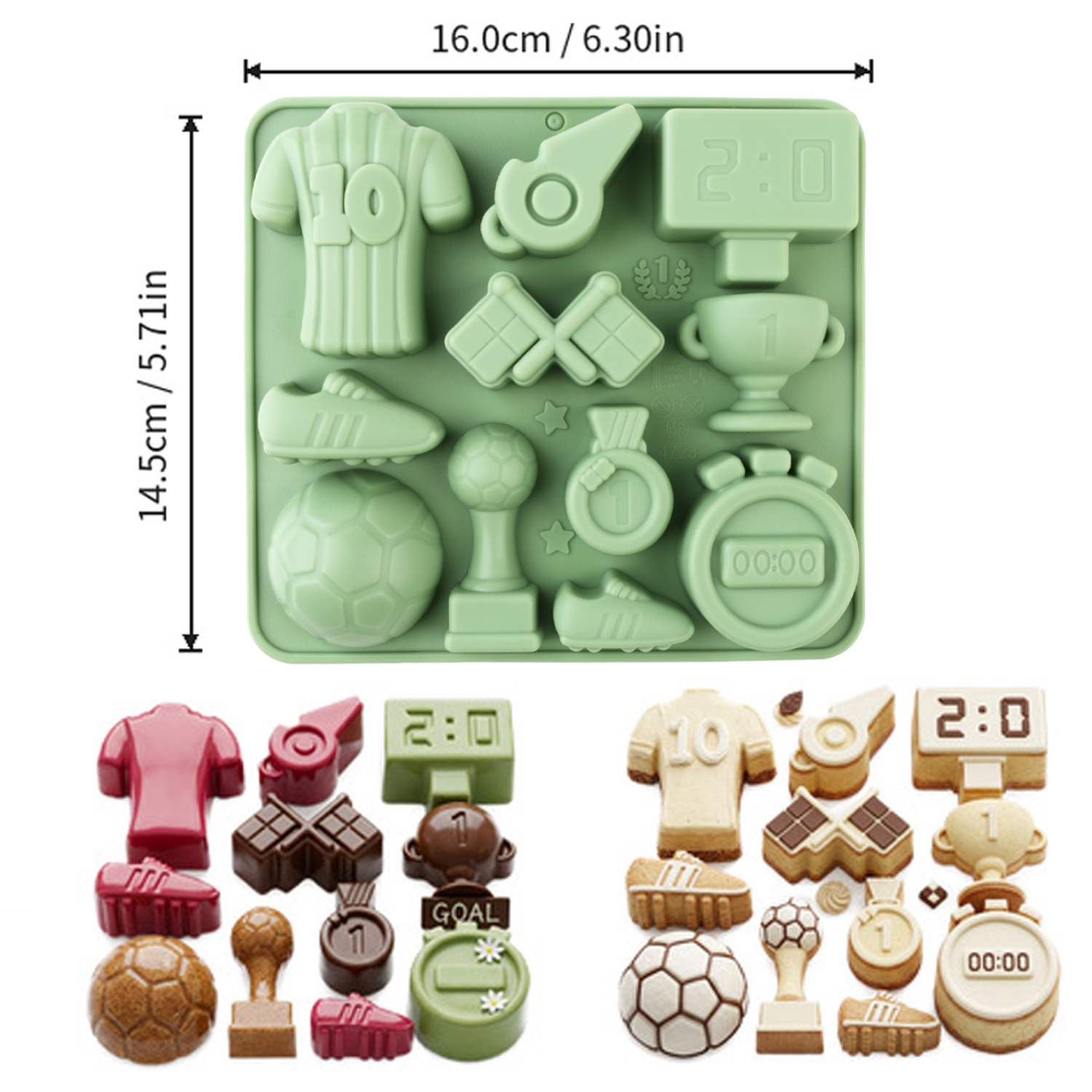 1 Green Football-Themed Silico - Kitchen Accessories For Baking ulasan dan harga