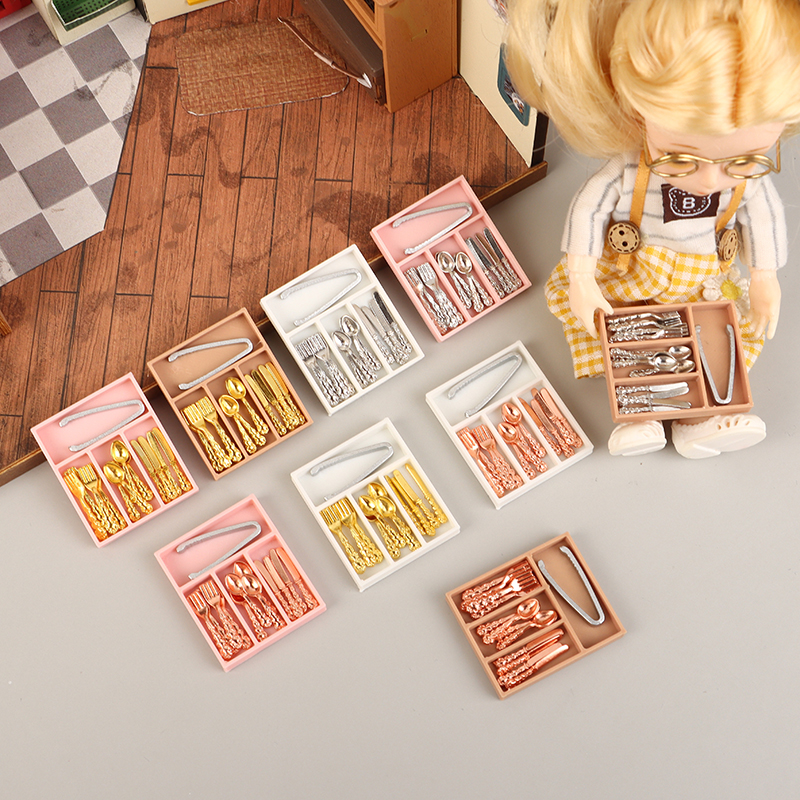 1Set 1:12 Dollhouse Mini Knife - Kitchen Baking Tray Organizer ulasan dan harga
