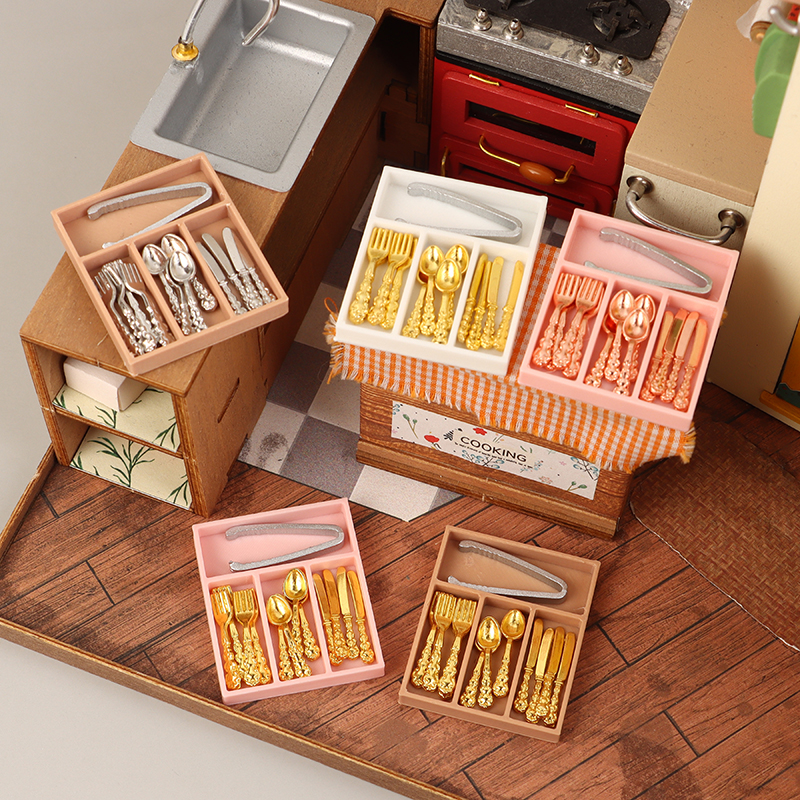 1Set 1:12 Dollhouse Mini Knife - Kitchen Baking Tray Organizer ulasan dan harga