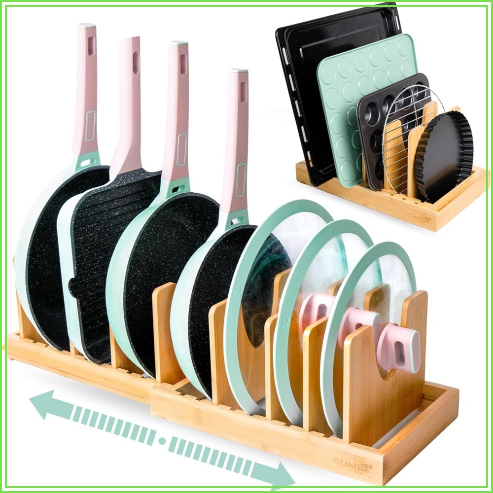Expandable Bamboo Pots and Pan - Kitchen Baking Pan Storage ulasan dan harga