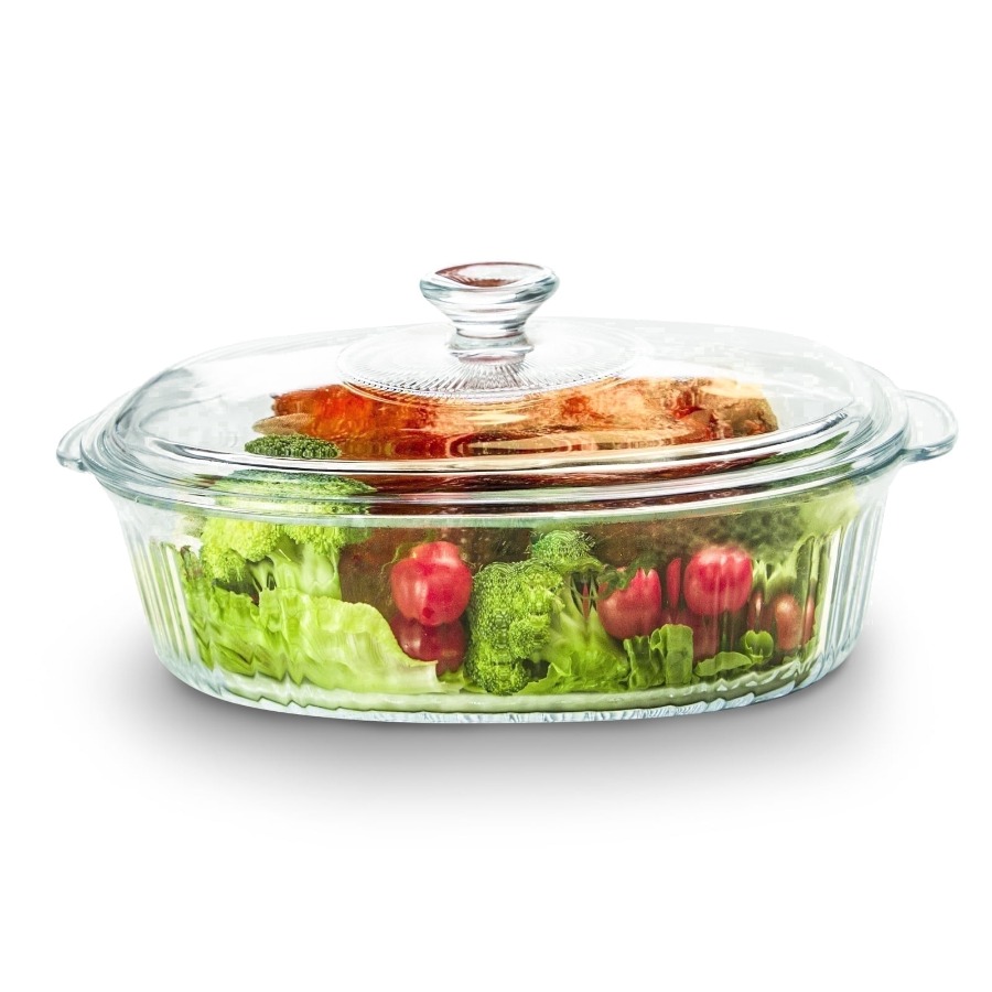 2.8L 3Qt Glass Casserole Dish  - Kitchen Baking Pan Storage ulasan dan harga