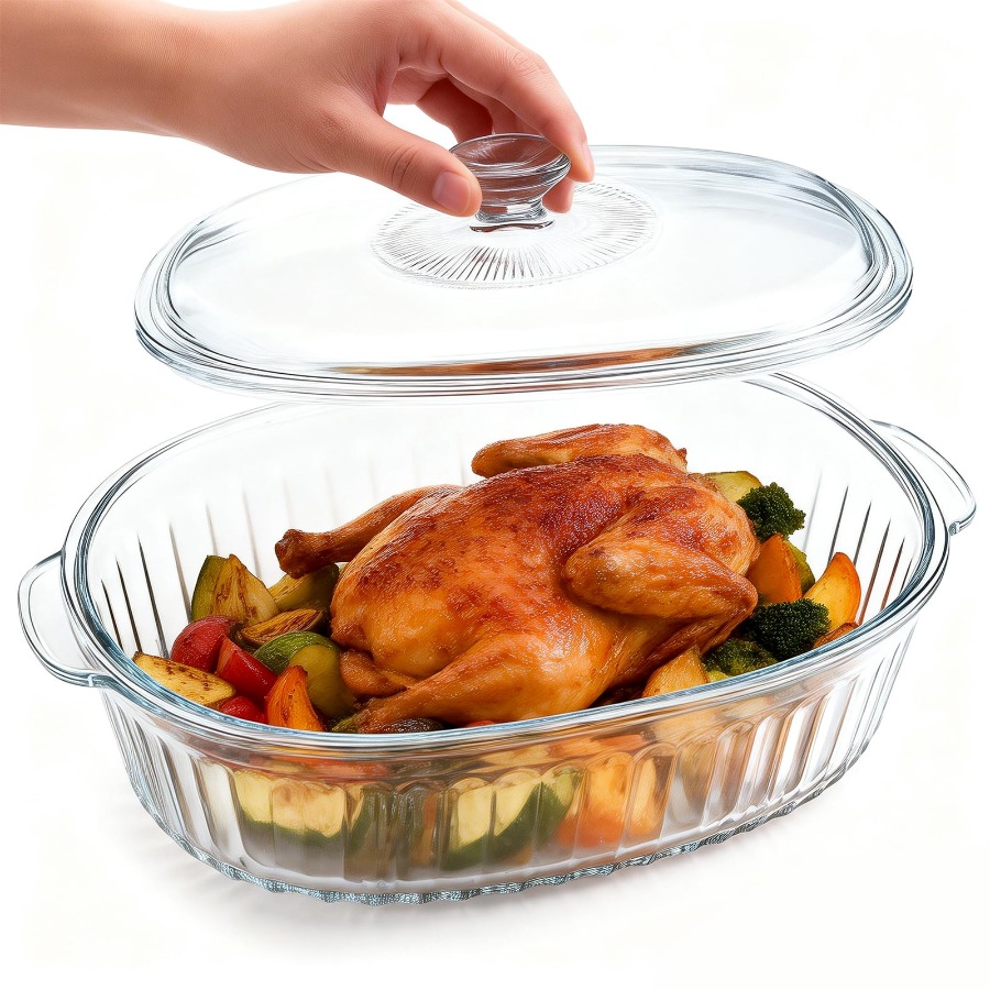 2.8L 3Qt Glass Casserole Dish  - Kitchen Baking Pan Storage ulasan dan harga