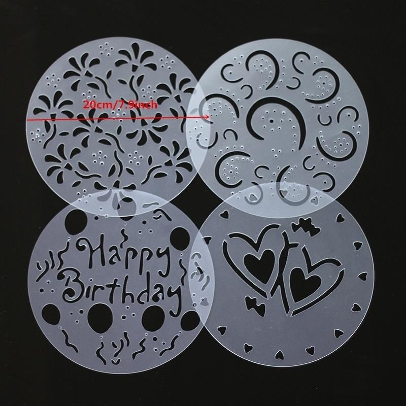 4Pieces/lot Cake Stencils Latt - Kitchen Accessories For Baking ulasan dan harga