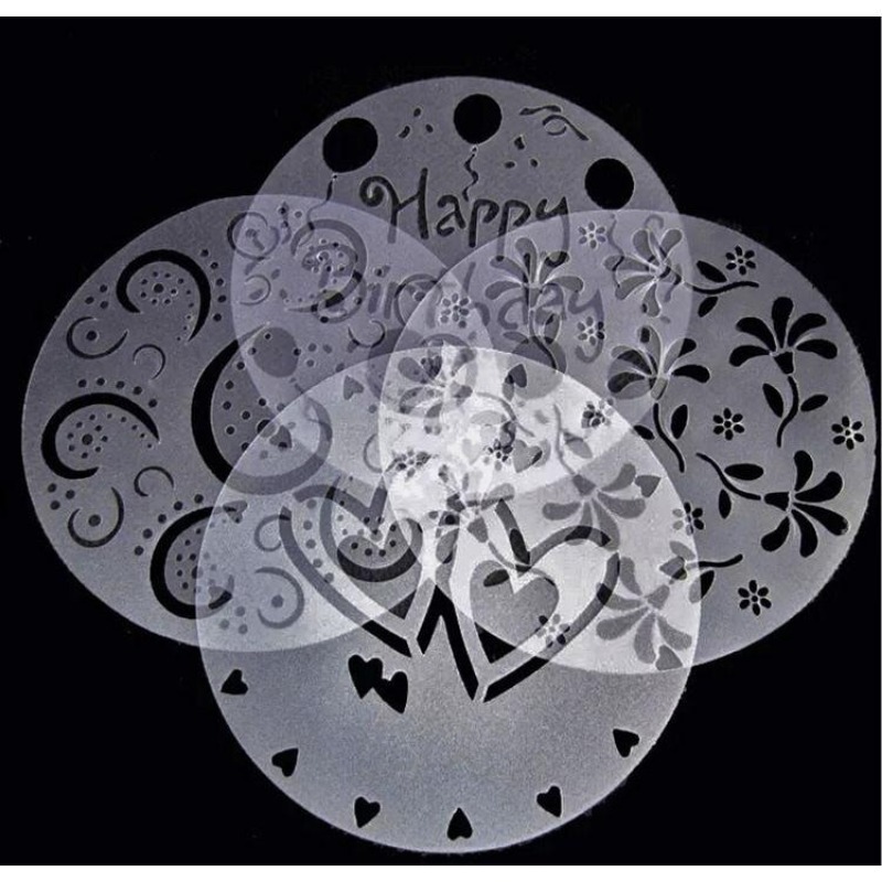 4Pieces/lot Cake Stencils Latt - Kitchen Accessories For Baking ulasan dan harga