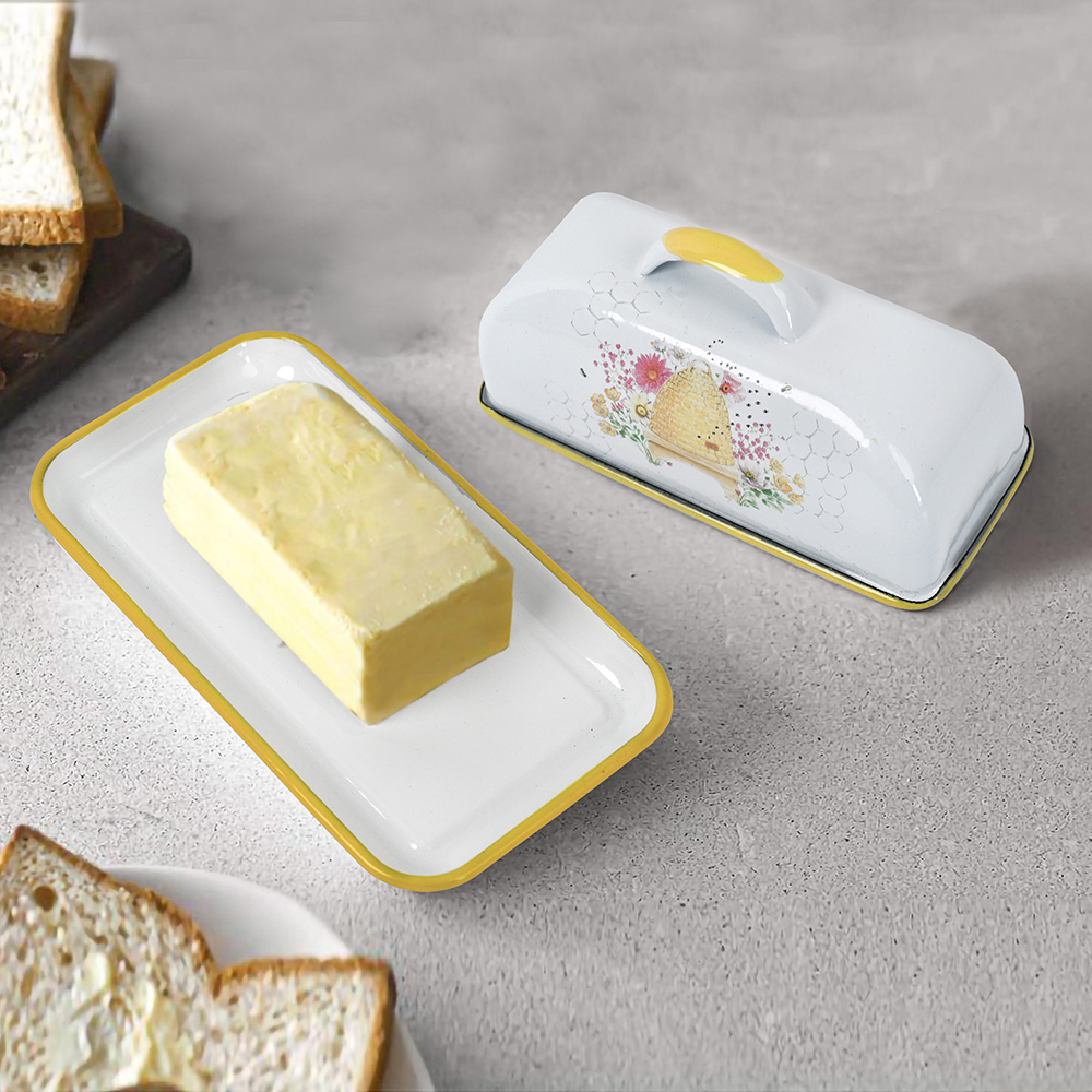 Menschy Enamel Butter Dish Che - Kitchen Baking Tray Organizer ulasan dan harga