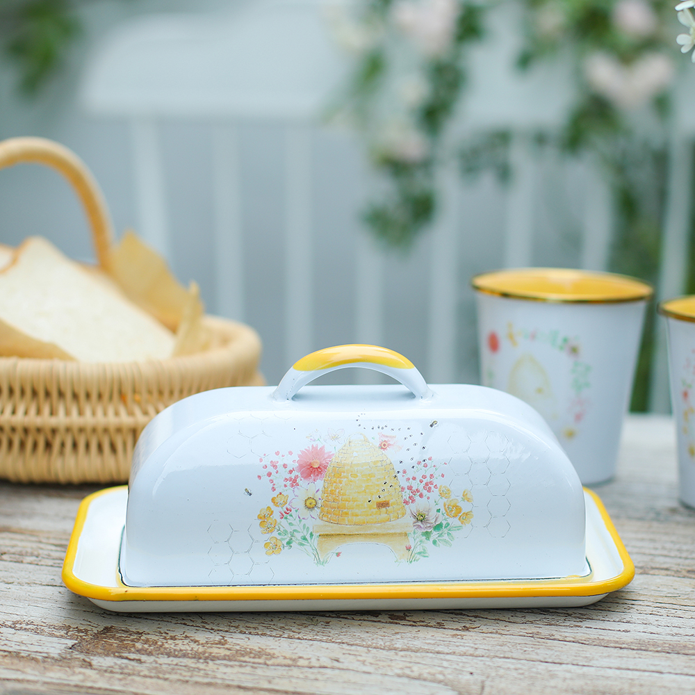 Menschy Enamel Butter Dish Che - Kitchen Baking Tray Organizer ulasan dan harga
