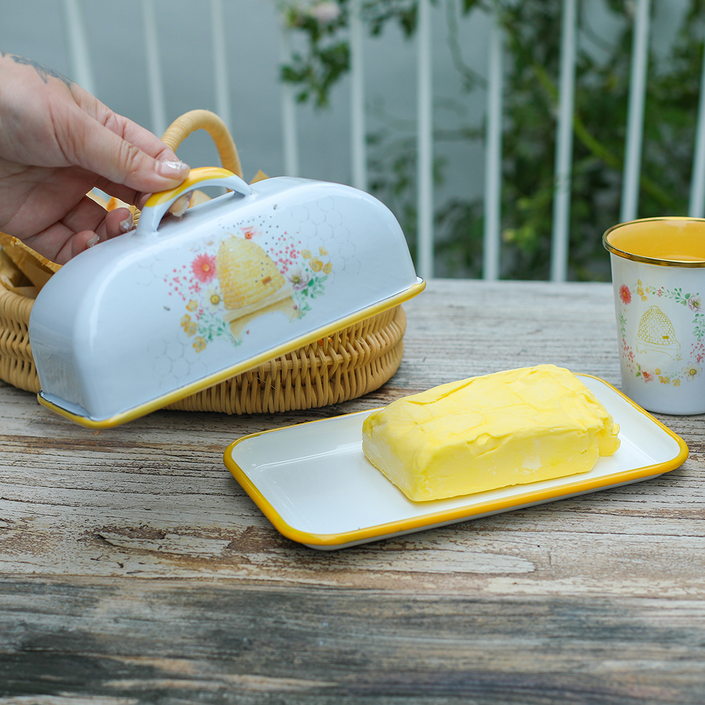 Menschy Enamel Butter Dish Che - Kitchen Baking Tray Organizer ulasan dan harga