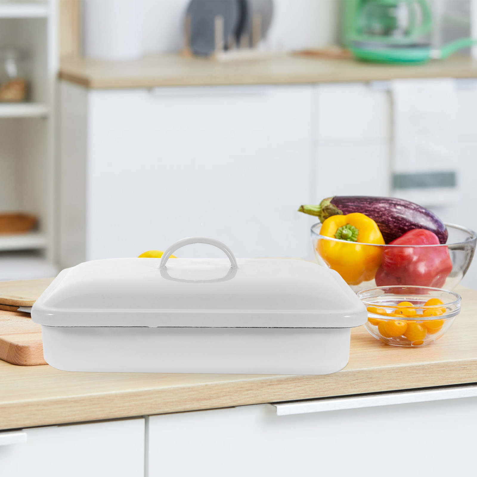 Thickened Enamel Storage Plate - Kitchen Baking Pan Storage ulasan dan harga